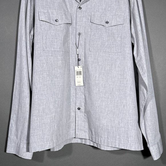 Michael Kors Slim Fit Button Up Long Sleeve‎ Heather Gray Shirt Size XXL - Picture 5 of 13